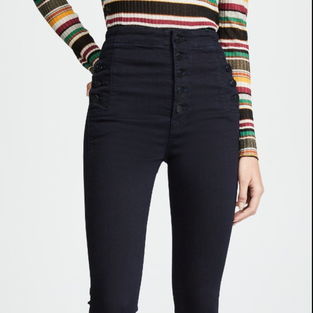 J Brand Natasha in Seriously Black Sky High Skinny Buttonfly Stretch Jean 26